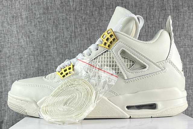 Women Air Jordan 4 Cement White Gold